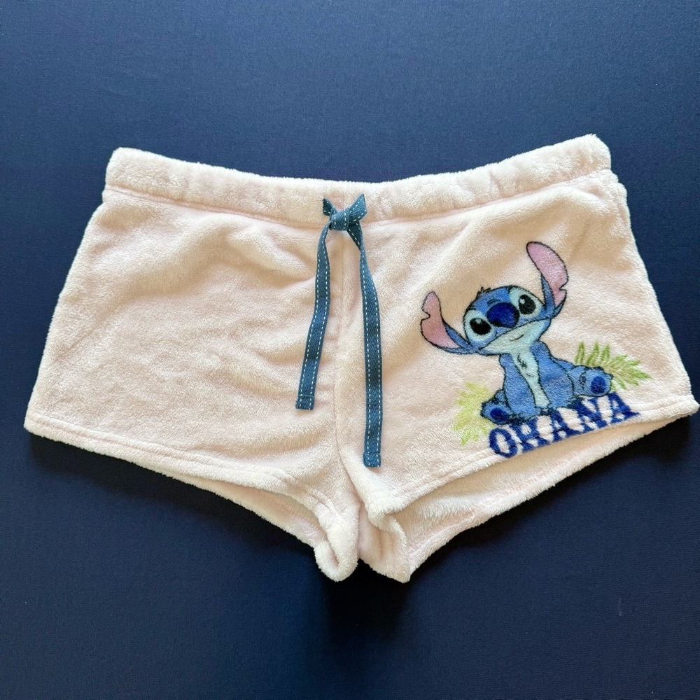 Disney Stitch Pink Plush Stretch Lounge Shorts  Size L 12-14